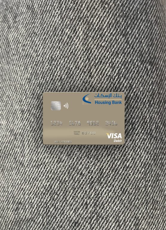 Download Yemen Housing Bank visa debit card front Photoshop template